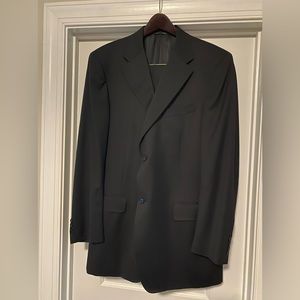 Canali 2 button suit, black, pants. Flat front & cuffed